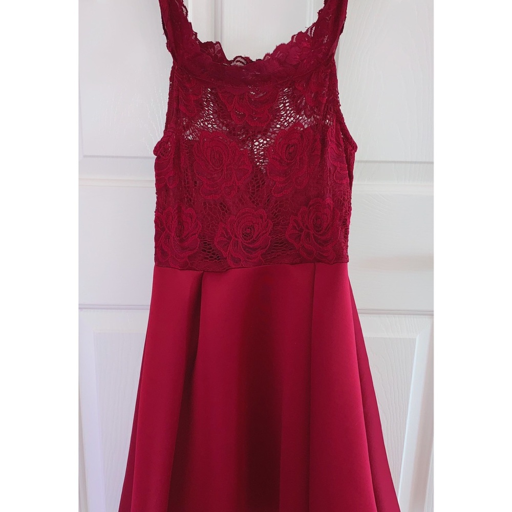 Off-the-Shoulder Lace Maroon Homecoming Dress